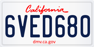 CA license plate 6VED680