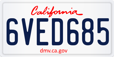CA license plate 6VED685