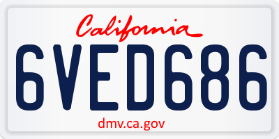CA license plate 6VED686