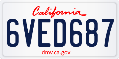 CA license plate 6VED687