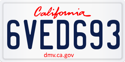 CA license plate 6VED693