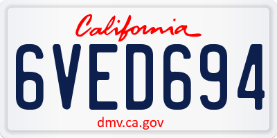 CA license plate 6VED694