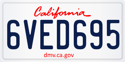 CA license plate 6VED695