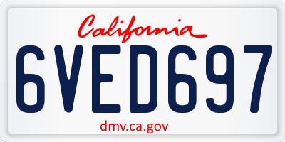 CA license plate 6VED697