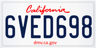 CA license plate 6VED698