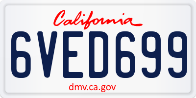 CA license plate 6VED699