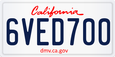 CA license plate 6VED700