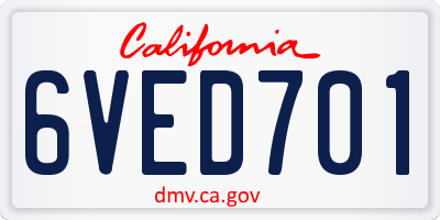 CA license plate 6VED701