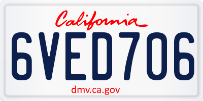 CA license plate 6VED706