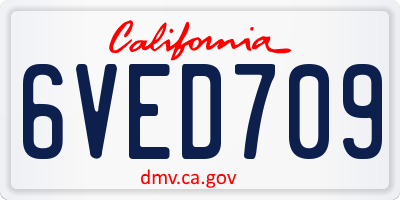 CA license plate 6VED709