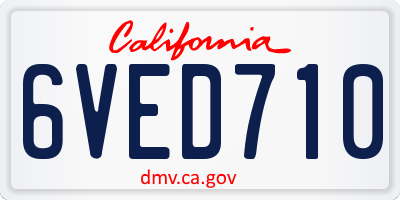 CA license plate 6VED710