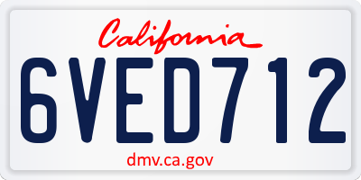 CA license plate 6VED712