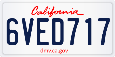 CA license plate 6VED717