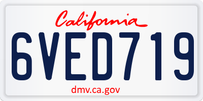 CA license plate 6VED719