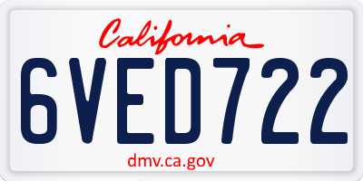 CA license plate 6VED722