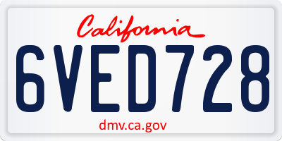 CA license plate 6VED728