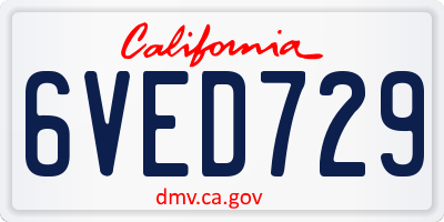 CA license plate 6VED729