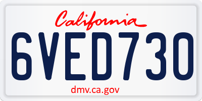 CA license plate 6VED730