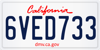 CA license plate 6VED733