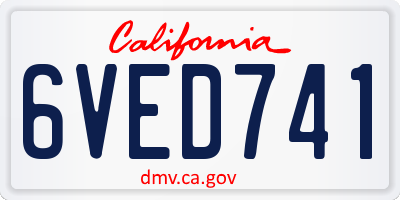 CA license plate 6VED741