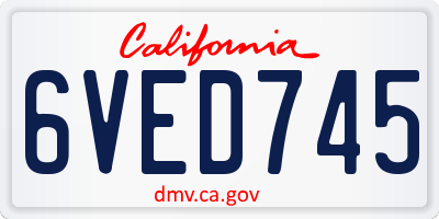 CA license plate 6VED745