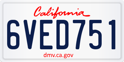 CA license plate 6VED751