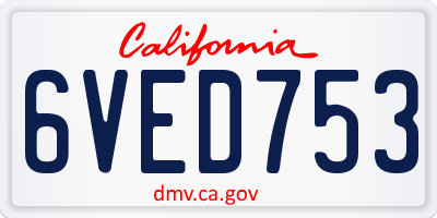 CA license plate 6VED753