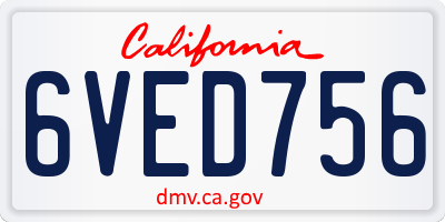 CA license plate 6VED756