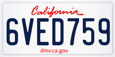 CA license plate 6VED759