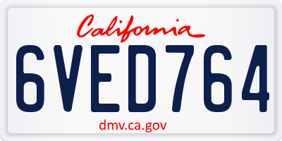 CA license plate 6VED764