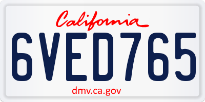 CA license plate 6VED765
