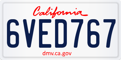 CA license plate 6VED767