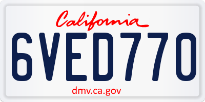 CA license plate 6VED770