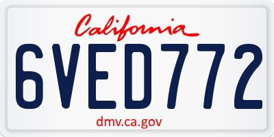 CA license plate 6VED772