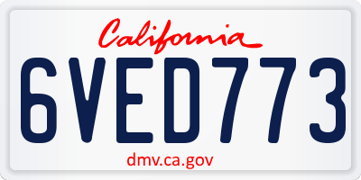 CA license plate 6VED773