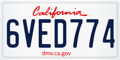 CA license plate 6VED774