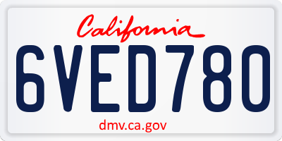 CA license plate 6VED780