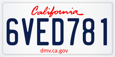 CA license plate 6VED781