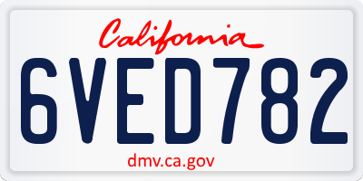 CA license plate 6VED782