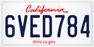 CA license plate 6VED784