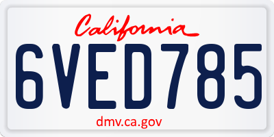 CA license plate 6VED785