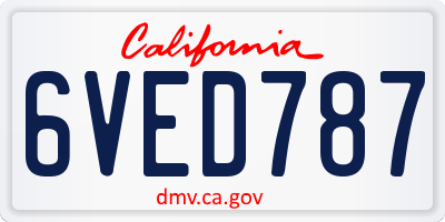 CA license plate 6VED787
