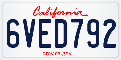 CA license plate 6VED792