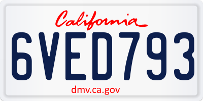 CA license plate 6VED793
