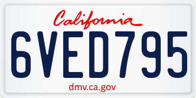 CA license plate 6VED795