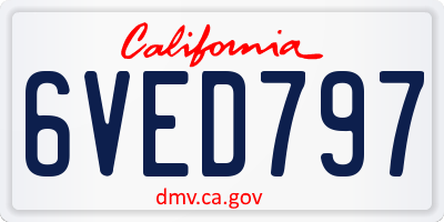 CA license plate 6VED797