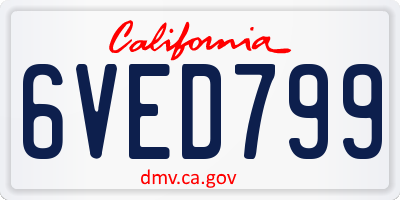 CA license plate 6VED799
