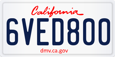 CA license plate 6VED800