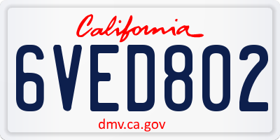 CA license plate 6VED802