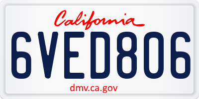 CA license plate 6VED806